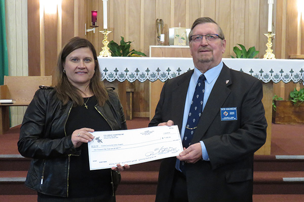 Council 15689 Grand Knight Presents Check to Coastal Community Action Program CFO, January 22, 2017